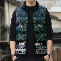 Aotearoa Iwi Ngati Mutunga Sleeveless Puffer Jacket Maori Wharenui House Tribal Pattern