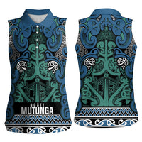 Aotearoa Iwi Ngati Mutunga Women Sleeveless Polo Shirt Maori Wharenui House Tribal Pattern