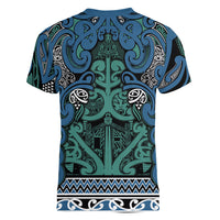 Aotearoa Iwi Ngati Mutunga Women V-Neck T-Shirt Maori Wharenui House Tribal Pattern