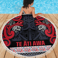 Aotearoa Iwi Te ati Awa Beach Blanket Maori Wharenui House Tribal Pattern
