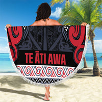 Aotearoa Iwi Te ati Awa Beach Blanket Maori Wharenui House Tribal Pattern