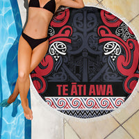 Aotearoa Iwi Te ati Awa Beach Blanket Maori Wharenui House Tribal Pattern