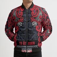 Aotearoa Iwi Te ati Awa Bomber Puffer Jacket Maori Wharenui House Tribal Pattern