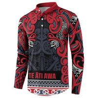 Aotearoa Iwi Te ati Awa Button Sweatshirt Maori Wharenui House Tribal Pattern