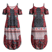 Aotearoa Iwi Te ati Awa Family Matching Summer Maxi Dress and Hawaiian Shirt Maori Wharenui House Tribal Pattern