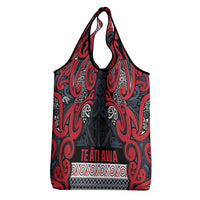 Aotearoa Iwi Te ati Awa Grocery Bag Maori Wharenui House Tribal Pattern