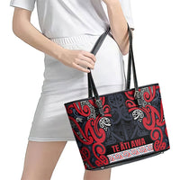Aotearoa Iwi Te ati Awa Leather Tote Bag Maori Wharenui House Tribal Pattern
