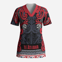 Aotearoa Iwi Te ati Awa Scrub Top Maori Wharenui House Tribal Pattern