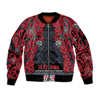 Aotearoa Iwi Te ati Awa Sleeve Zip Bomber Jacket Maori Wharenui House Tribal Pattern