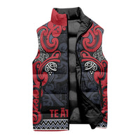 Aotearoa Iwi Te ati Awa Sleeveless Puffer Jacket Maori Wharenui House Tribal Pattern