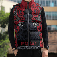 Aotearoa Iwi Te ati Awa Sleeveless Puffer Jacket Maori Wharenui House Tribal Pattern