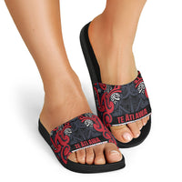 Aotearoa Iwi Te ati Awa Slide Sandals Maori Wharenui House Tribal Pattern