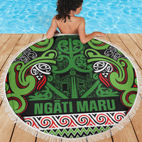 Aotearoa Iwi Ngati Maru Hauraki Beach Blanket Maori Wharenui House Tribal Pattern