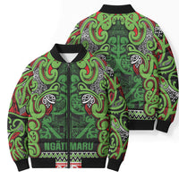 Aotearoa Iwi Ngati Maru Hauraki Bomber Puffer Jacket Maori Wharenui House Tribal Pattern