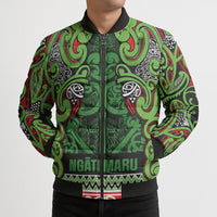 Aotearoa Iwi Ngati Maru Hauraki Bomber Puffer Jacket Maori Wharenui House Tribal Pattern