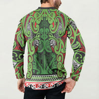 Aotearoa Iwi Ngati Maru Hauraki Button Sweatshirt Maori Wharenui House Tribal Pattern