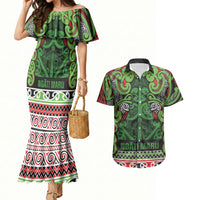 Aotearoa Iwi Ngati Maru Hauraki Couples Matching Mermaid Dress and Hawaiian Shirt Maori Wharenui House Tribal Pattern