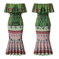 Aotearoa Iwi Ngati Maru Hauraki Couples Matching Mermaid Dress and Hawaiian Shirt Maori Wharenui House Tribal Pattern