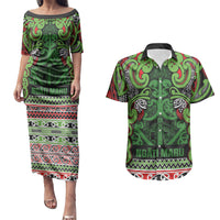 Aotearoa Iwi Ngati Maru Hauraki Couples Matching Puletasi and Hawaiian Shirt Maori Wharenui House Tribal Pattern