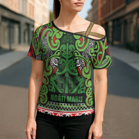 Aotearoa Iwi Ngati Maru Hauraki Cross Shoulder Shirt Maori Wharenui House Tribal Pattern