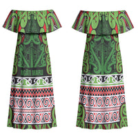 Aotearoa Iwi Ngati Maru Hauraki Family Matching Off Shoulder Maxi Dress and Hawaiian Shirt Maori Wharenui House Tribal Pattern