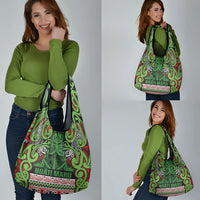Aotearoa Iwi Ngati Maru Hauraki Grocery Bag Maori Wharenui House Tribal Pattern