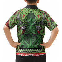 Aotearoa Iwi Ngati Maru Hauraki Kid Hawaiian Shirt Maori Wharenui House Tribal Pattern