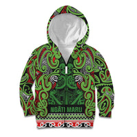 Aotearoa Iwi Ngati Maru Hauraki Kid Hoodie Maori Wharenui House Tribal Pattern