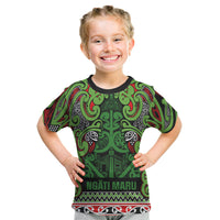 Aotearoa Iwi Ngati Maru Hauraki Kid T Shirt Maori Wharenui House Tribal Pattern