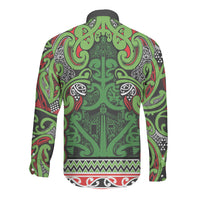 Aotearoa Iwi Ngati Maru Hauraki Long Sleeve Button Shirt Maori Wharenui House Tribal Pattern