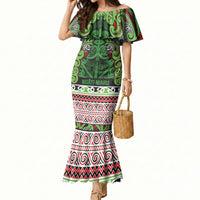 Aotearoa Iwi Ngati Maru Hauraki Mermaid Dress Maori Wharenui House Tribal Pattern