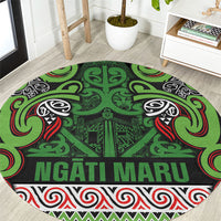 Aotearoa Iwi Ngati Maru Hauraki Round Carpet Maori Wharenui House Tribal Pattern