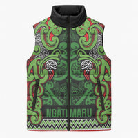 Aotearoa Iwi Ngati Maru Hauraki Sleeveless Puffer Jacket Maori Wharenui House Tribal Pattern
