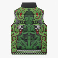 Aotearoa Iwi Ngati Maru Hauraki Sleeveless Puffer Jacket Maori Wharenui House Tribal Pattern