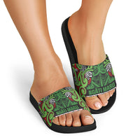 Aotearoa Iwi Ngati Maru Hauraki Slide Sandals Maori Wharenui House Tribal Pattern