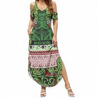 Aotearoa Iwi Ngati Maru Hauraki Summer Maxi Dress Maori Wharenui House Tribal Pattern