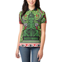 Aotearoa Iwi Ngati Maru Hauraki Women Polo Shirt Maori Wharenui House Tribal Pattern