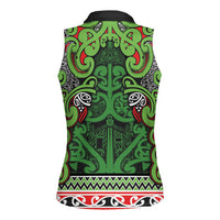 Aotearoa Iwi Ngati Maru Hauraki Women Sleeveless Polo Shirt Maori Wharenui House Tribal Pattern