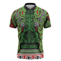 Aotearoa Iwi Ngati Maru Hauraki Zipper Polo Shirt Maori Wharenui House Tribal Pattern