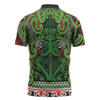 Aotearoa Iwi Ngati Maru Hauraki Zipper Polo Shirt Maori Wharenui House Tribal Pattern
