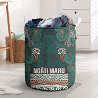 Aotearoa Iwi Ngāti Maru Taranaki Laundry Basket Maori Wharenui House Tribal Pattern