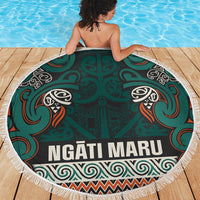 Aotearoa Iwi Ngāti Maru Taranaki Beach Blanket Maori Wharenui House Tribal Pattern