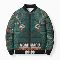Aotearoa Iwi Ngāti Maru Taranaki Bomber Puffer Jacket Maori Wharenui House Tribal Pattern