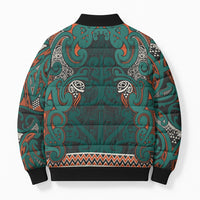 Aotearoa Iwi Ngāti Maru Taranaki Bomber Puffer Jacket Maori Wharenui House Tribal Pattern