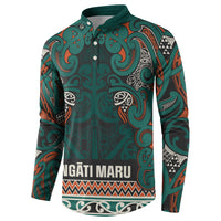 Aotearoa Iwi Ngāti Maru Taranaki Button Sweatshirt Maori Wharenui House Tribal Pattern