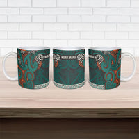 Aotearoa Iwi Ngāti Maru Taranaki Ceramic Mug Maori Wharenui House Tribal Pattern