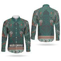 Aotearoa Iwi Ngāti Maru Taranaki Couples Matching Off Shoulder Short Dress and Long Sleeve Button Shirt Maori Wharenui House Tribal Pattern