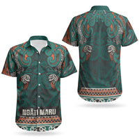 Aotearoa Iwi Ngāti Maru Taranaki Couples Matching Short Sleeve Bodycon Dress and Hawaiian Shirt Maori Wharenui House Tribal Pattern