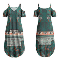 Aotearoa Iwi Ngāti Maru Taranaki Couples Matching Summer Maxi Dress and Hawaiian Shirt Maori Wharenui House Tribal Pattern