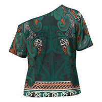 Aotearoa Iwi Ngāti Maru Taranaki Cross Shoulder Shirt Maori Wharenui House Tribal Pattern